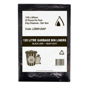 LDPE Bin Liner Heavy Duty Black 120L