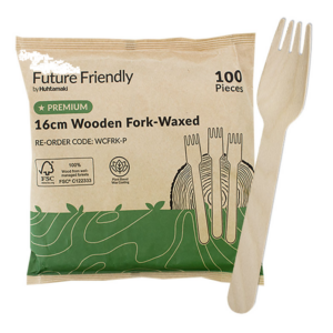 FSC 100% Premium Wooden Cutlery Wax Coated Fork 160mm
