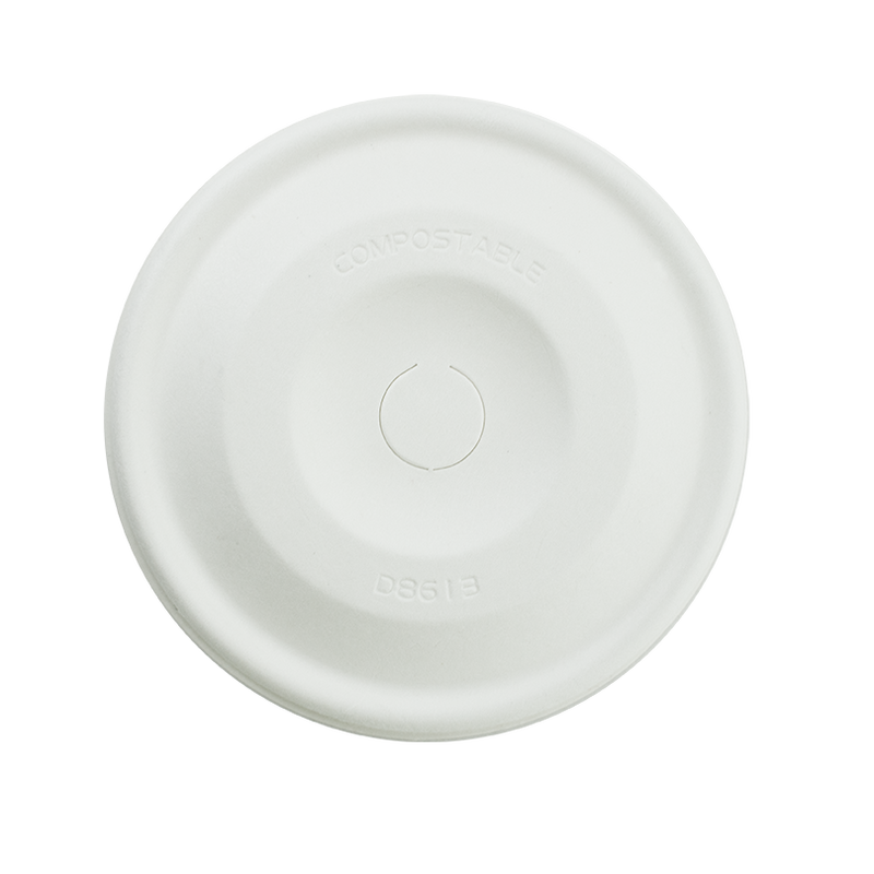 Moulded Fibre Cold Cup Flat Lid with Hole to Suit 90mm