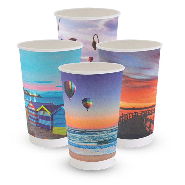 16oz True Fill Double Wall Smooth PLA Postcard Series Hot Cup 86.5mm