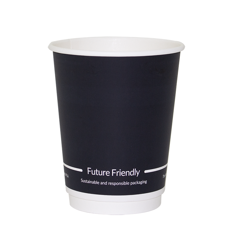 12oz True Fill Double Wall Black PLA Hot Cup 86.5mm