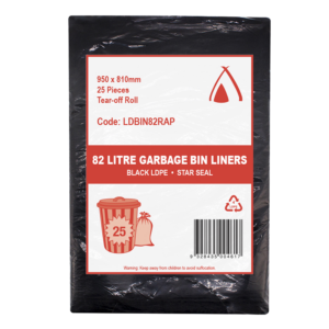 82L Heavy Duty Black Bin Liner Perforate On Roll