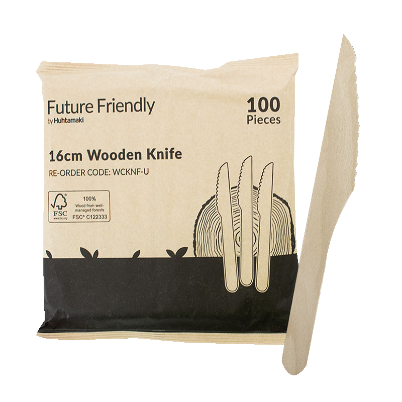 100% FSC® Certified Wooden Cutlery Uncoated Knife 160mm
