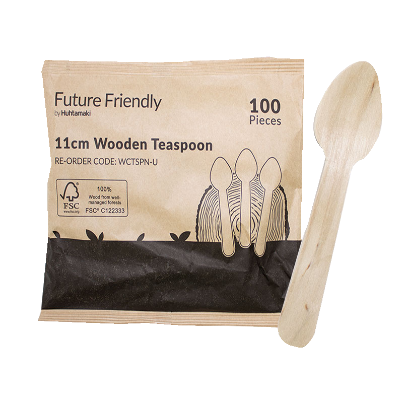 100% FSC® Certified Wooden Cutlery Uncoated Tea Spoon 110mm