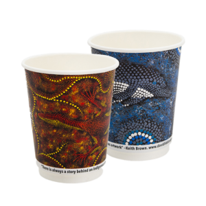 12oz True Fill Indigenous Cups that Connect Double Wall PLA Hot Cup 86.5mm