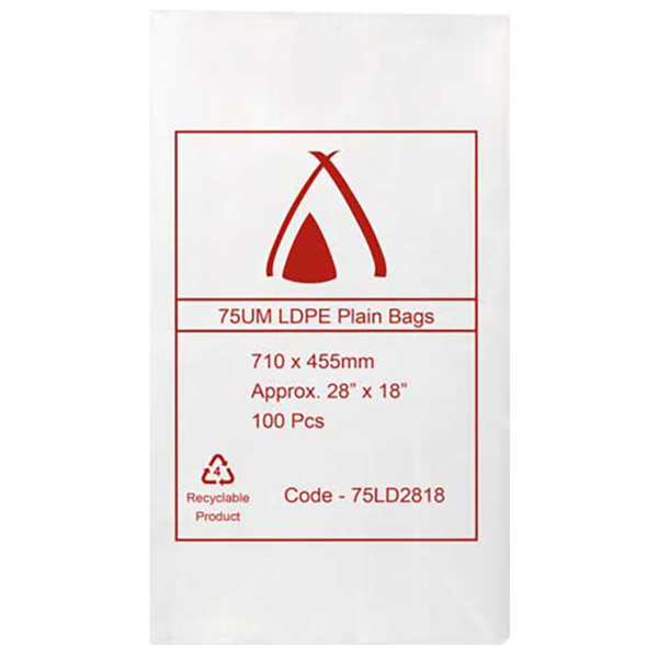 LDPE Clear (28x18") 75um Bag