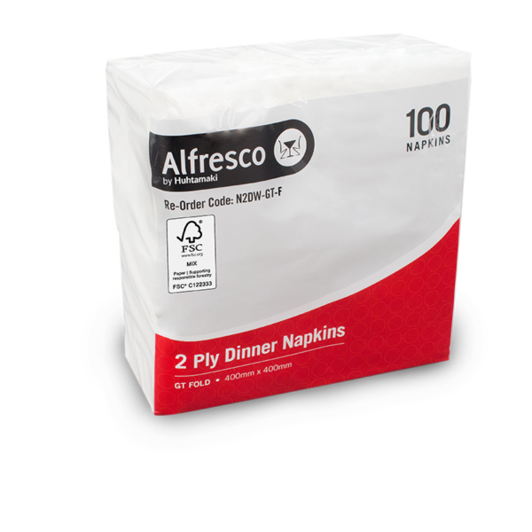 2 Ply Alfresco Napkins - White, GT Dinner