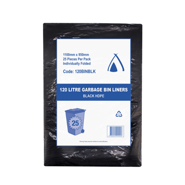 Black HDPE Bin Liner 120 Litre 100 x 950mm