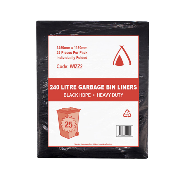 240 Litre Heavy Duty Wizz Bin Liner 1450 X 1150