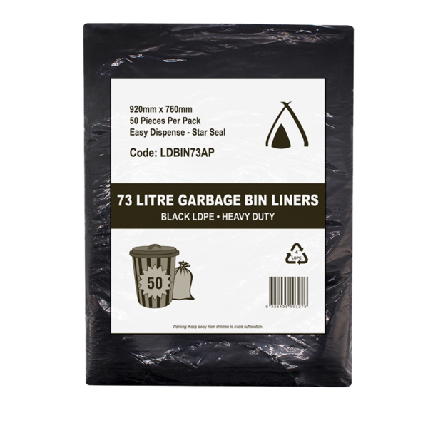 LDPE Bin Liner All Purpose Black 73L