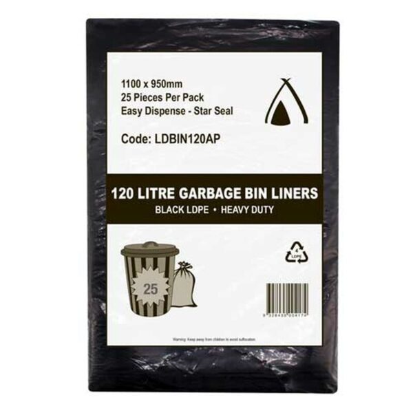 LDPE Bin Liner Heavy Duty Black 120L