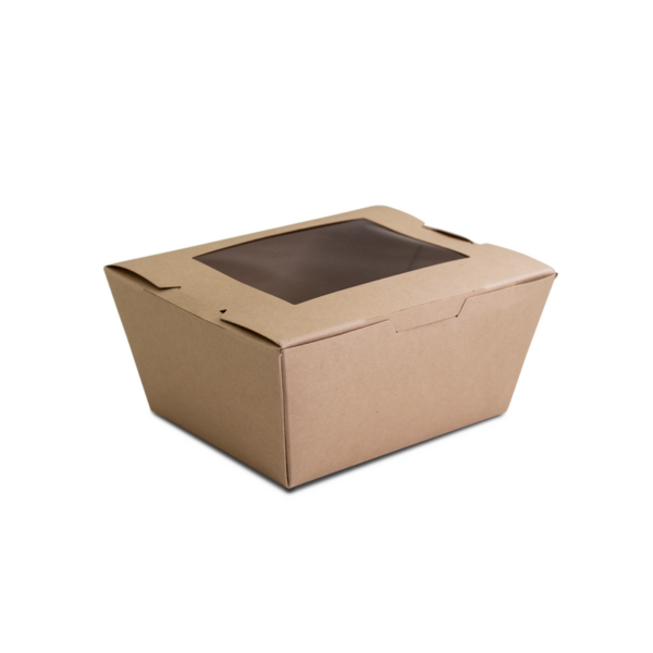Bamboo Salad Containers - #1 Small, Bamboo Paper + PLA Lining + PLA Window