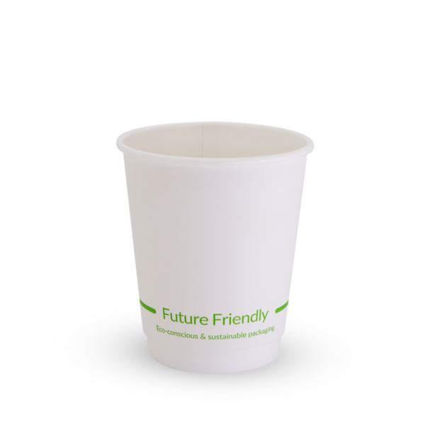 Double Wall White Hot Cup - 8oz, Paper + PLA Lining