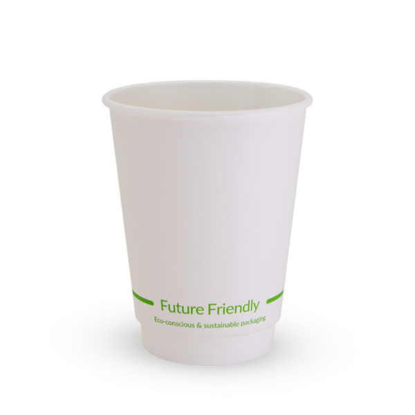 Double Wall White Hot Cup - 12oz, Paper + PLA Lining