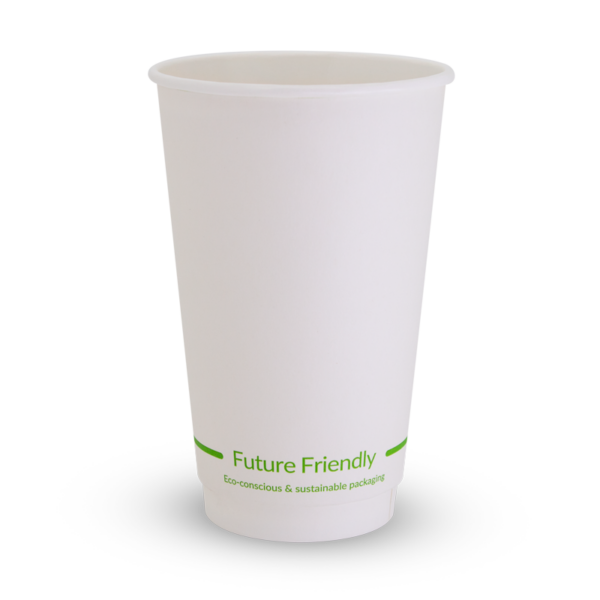 Double Wall White Hot Cup - 16oz, Paper + PLA Lining