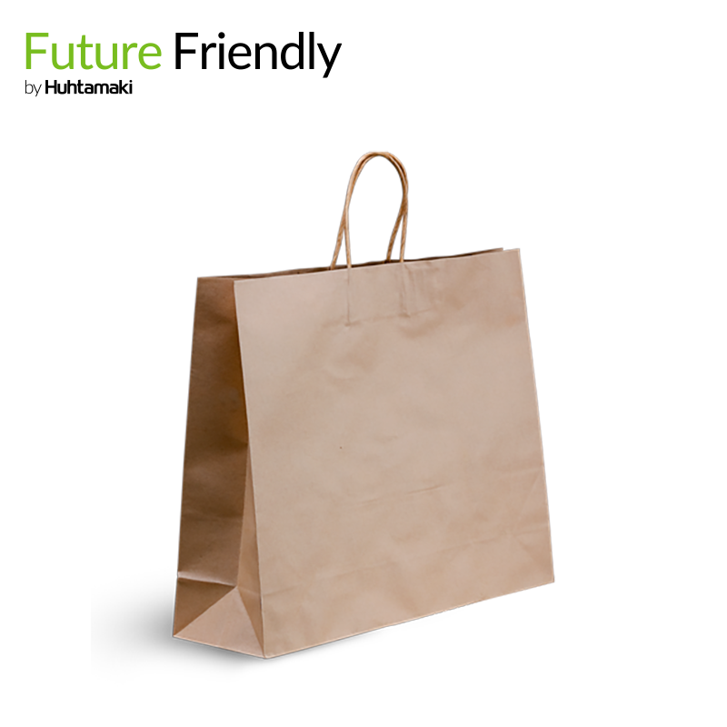 FSC Recycled Brown Kraft Twisted Handle Paper Bag 400L x 450W  x 150(G) mm