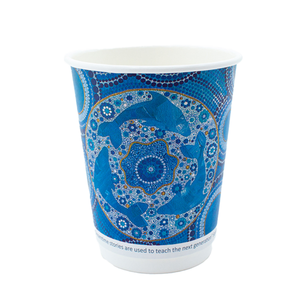 12oz True Fill Indigenous Cups that Connect Double Wall PLA Hot Cup 86.5mm