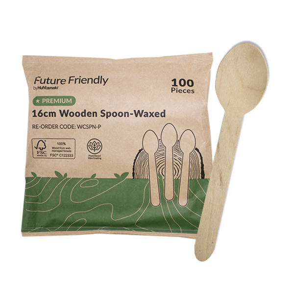 FSC® 100% Premium Wooden Cutlery Wax Coated Spoon 160mm