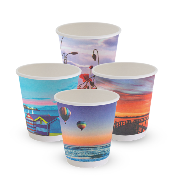 10oz True Fill Double Wall Smooth PLA Postcard Series Hot Cup 86.5mm