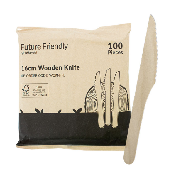 FSC® 100% Wooden Cutlery Uncoated Knife 160mm