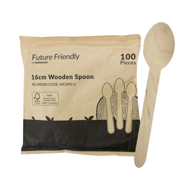 FSC® 100% Wooden Cutlery Uncoated Spoon 160mm
