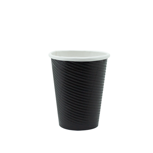 8oz Charcoal Ripple Wall PE Hot Cup 80mm