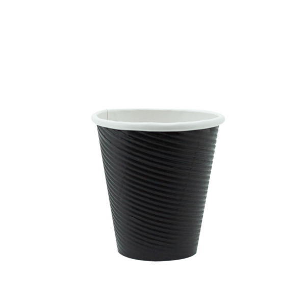 8oz Uni Charcoal Ripple Wall PE Hot Cup 90mm