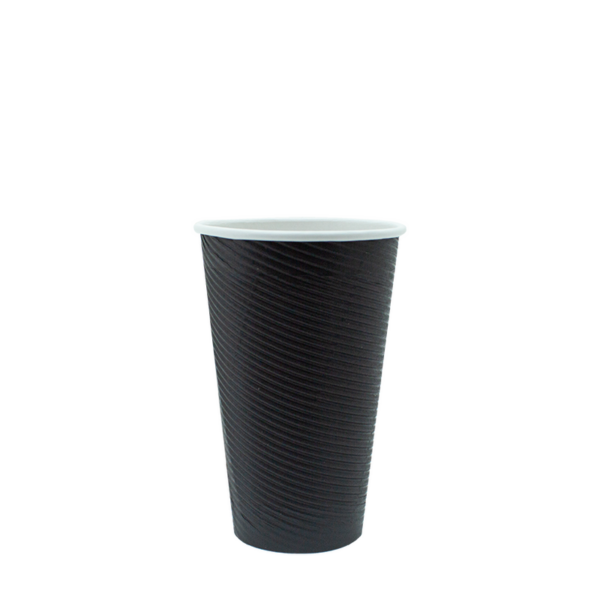 16oz Charcoal Ripple Wall PE Hot Cup 90mm