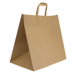 FSC® Mix Credit Brown Kraft Flat Handle Delivery Bag Large 350 x 370