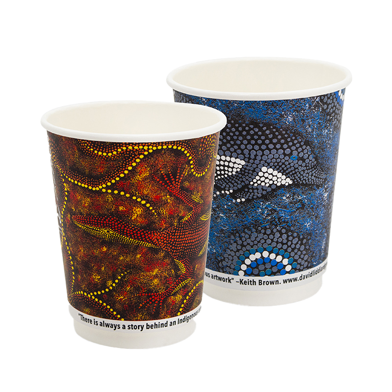 12oz True Fill Indigenous Cups that Connect Double Wall PLA Hot Cup 86.5mm