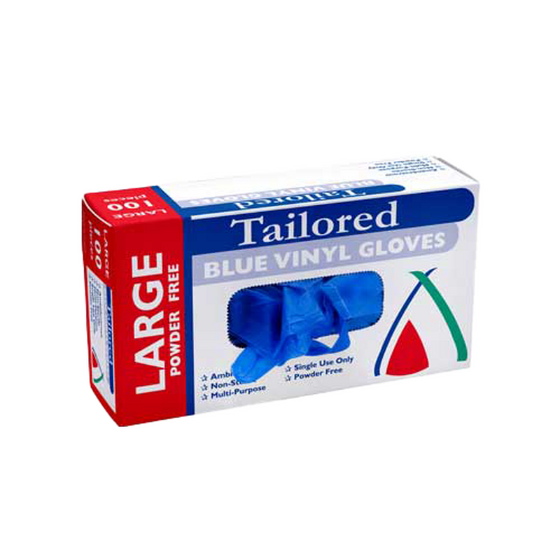 Gloves Vinyl Blue Large Powder Free