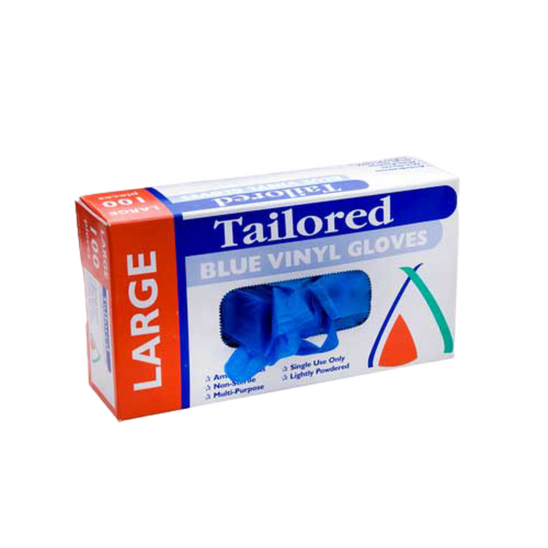 Gloves Vinyl Blue Large Lightly Powdered