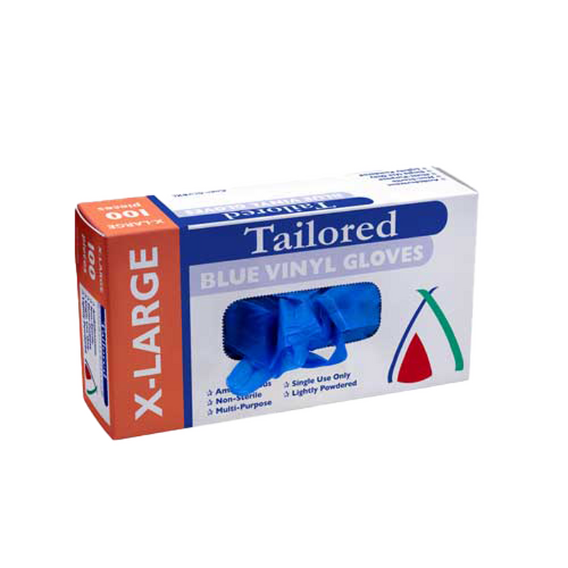 Gloves Vinyl Blue Extra Large Lightly Powdered
