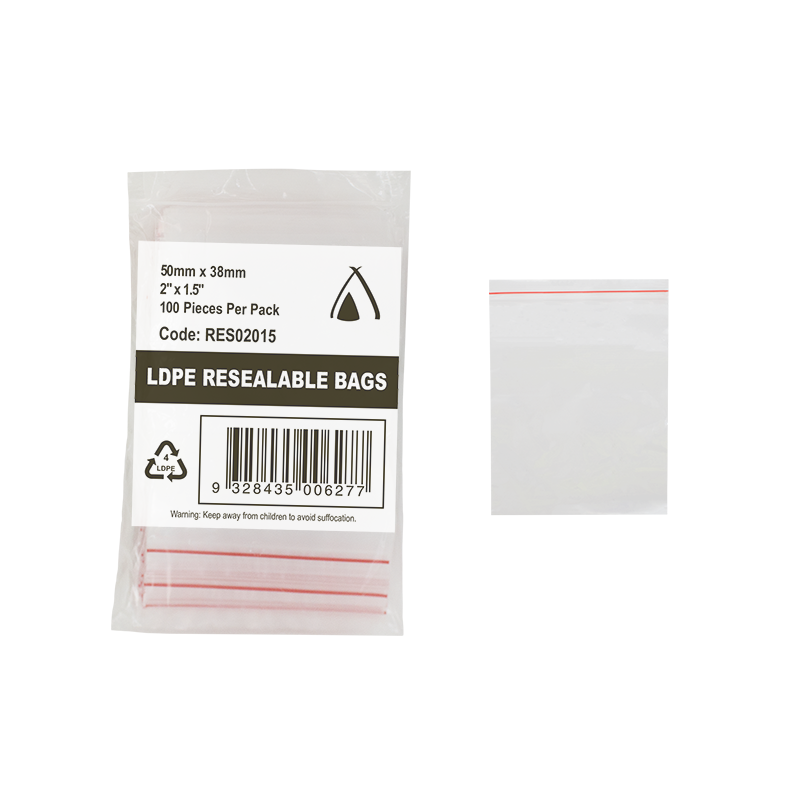 LDPE 40um Clear Resealable Bag (2 x 1.5") 50 x 38mm