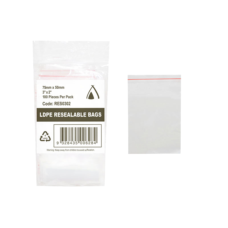 LDPE 40um Clear Resealable Bag (3 x 2") 75 x 50mm