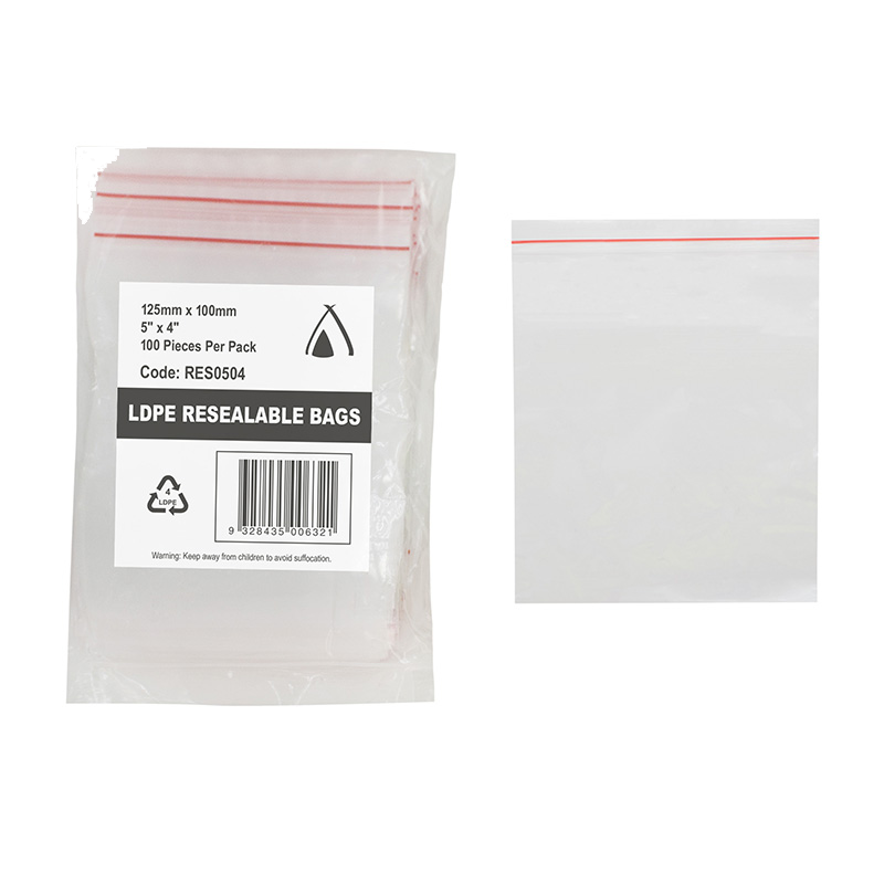 LDPE 40um Clear Resealable Bag (5 x 4") 125 x 100mm