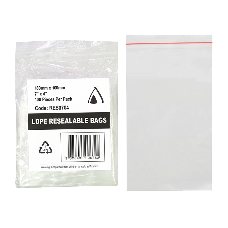 LDPE 40um Clear Resealable Bag (7 x 4")180 x 100mm