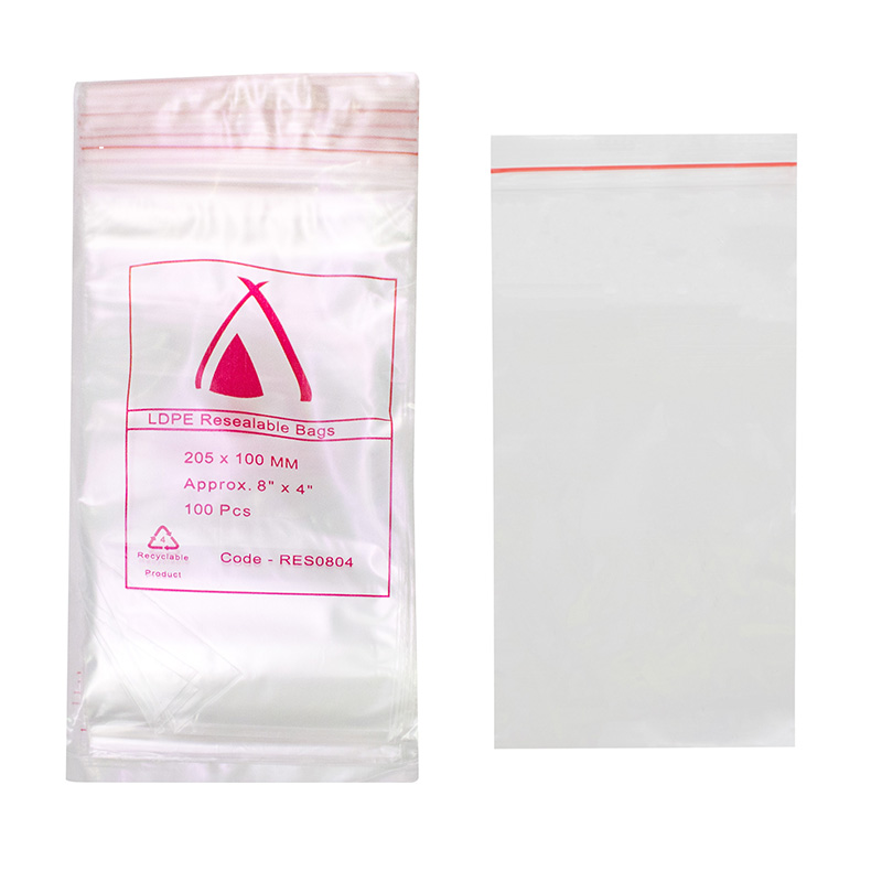 LDPE 40um Clear Resealable Bag (8 x 4") 205 x 100mm