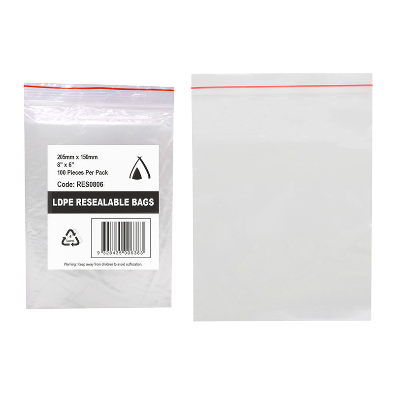 LDPE 40um Clear Resealable Bag (8 x 6") 205 x 150mm