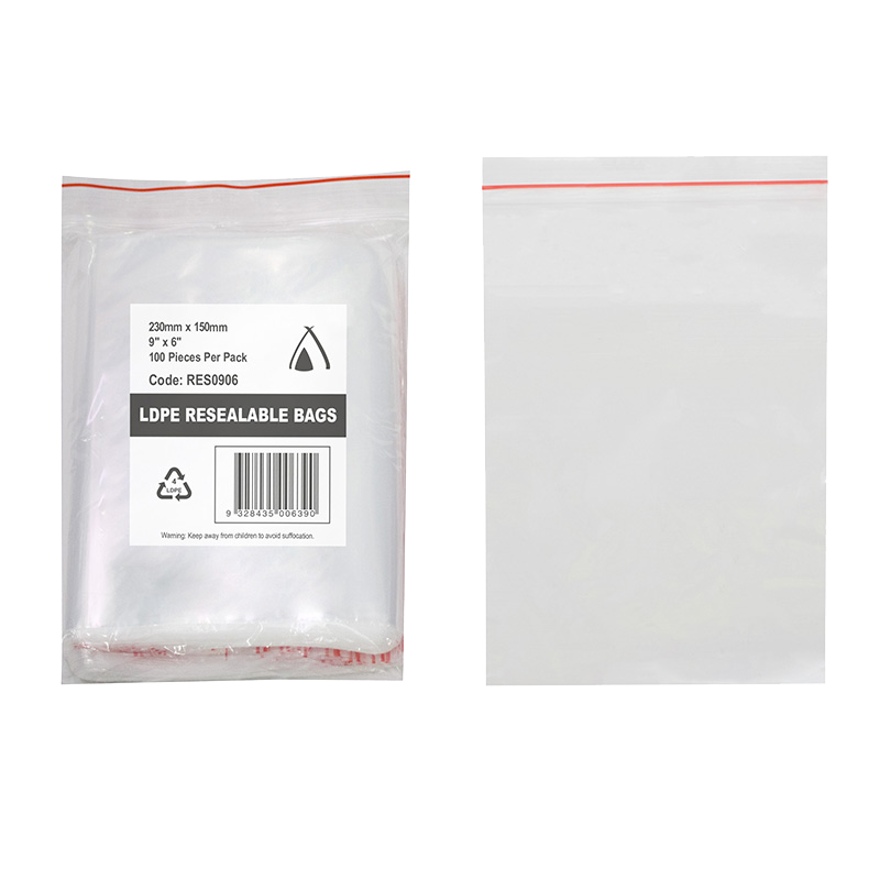 LDPE 40um Clear Resealable Bag (9 x 6") 255 x 150mm