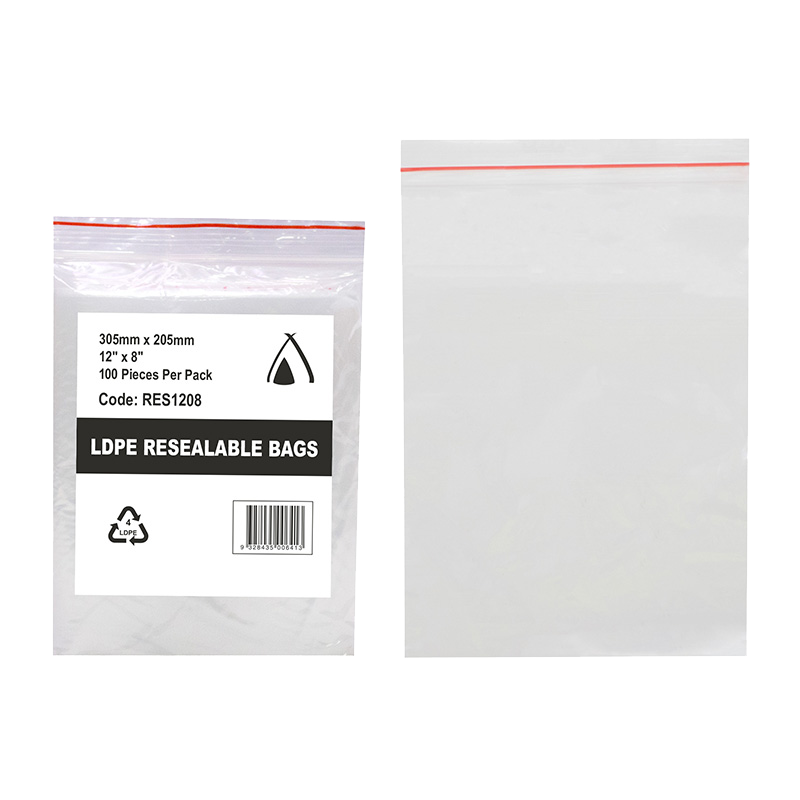 LDPE 40um Clear Resealable Bag (12 x 8") 305 x 205mm