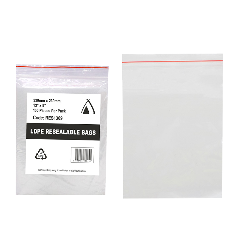 LDPE 40um Clear Resealable Bag (13 x 9") 330 x 230mm