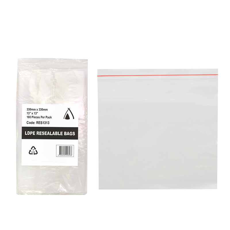 LDPE 40um Clear Resealable Bag (13 x 13") 330 x 330mm