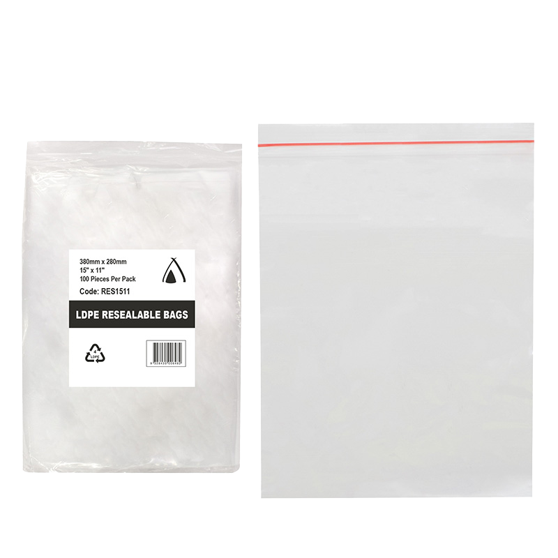 LDPE 40um Clear Resealable Bag (15 x 11") 380 x 280mm