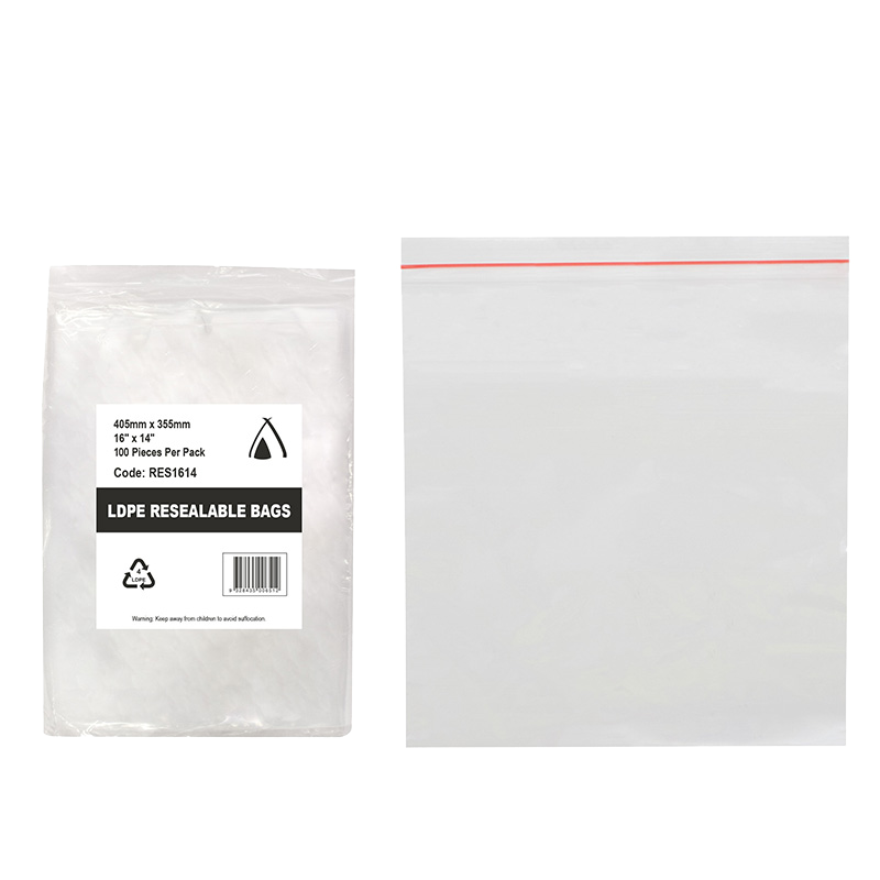 LDPE Clear (16 x 14") 40um Resealable Bag 405 x 355mm