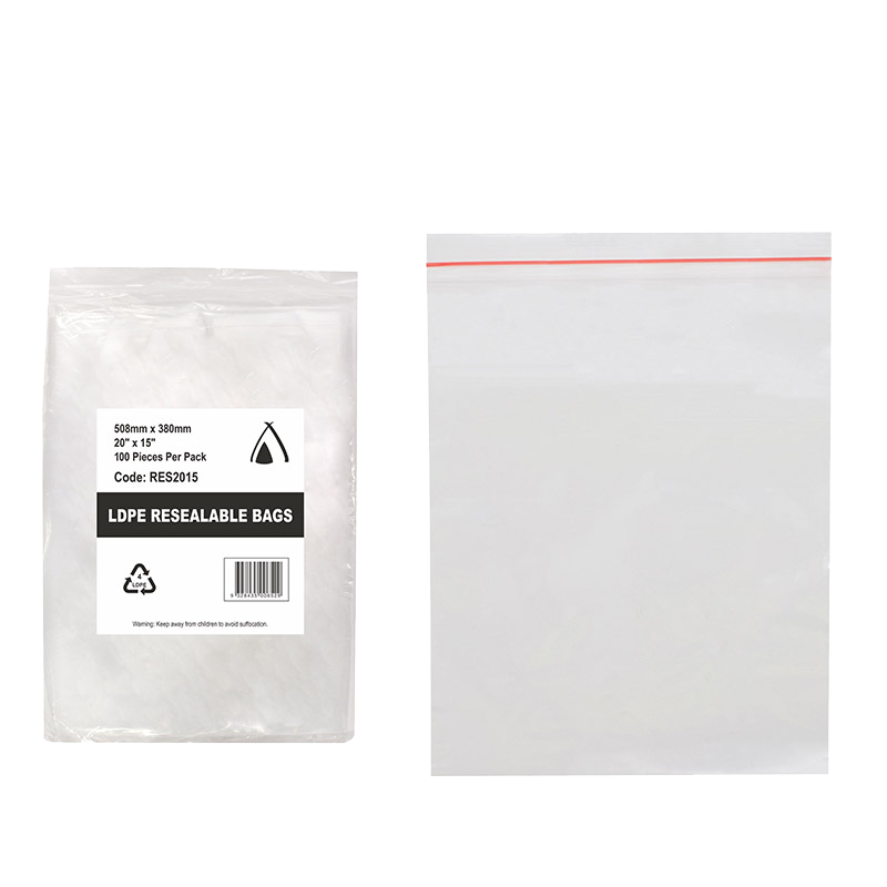 LDPE 40um Clear Resealable Bag (20 x 15") 508 x 380mm
