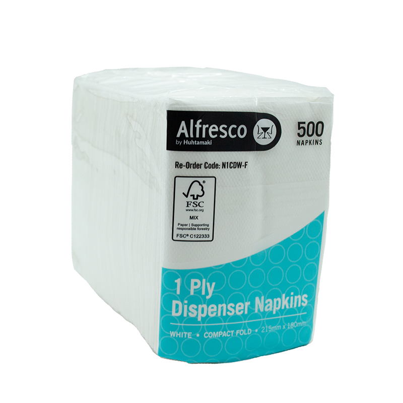 FSC® 1 Ply White Compact Dispenser Napkin 215 x 180mm