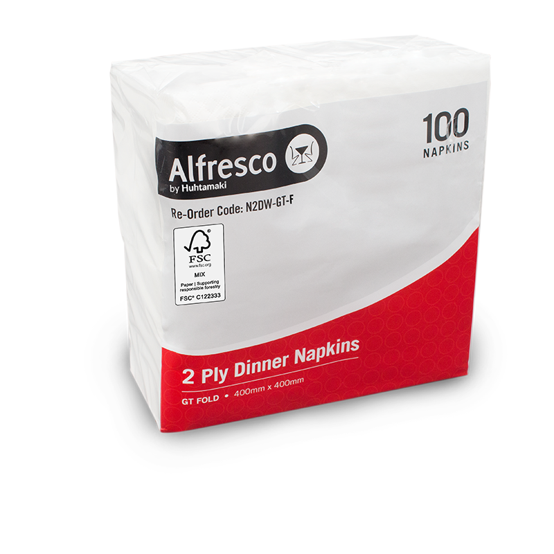 FSC® 2 Ply White Dinner Napkin GT Fold 400 X 400 mm