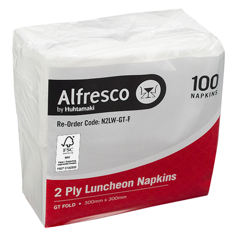 FSC® 2 Ply White Luncheon Napkin GT Fold 300 x 300mm