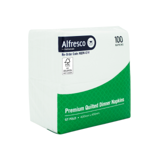 FSC® White Quilted Dinner Napkin GT Fold 400 x 400mm